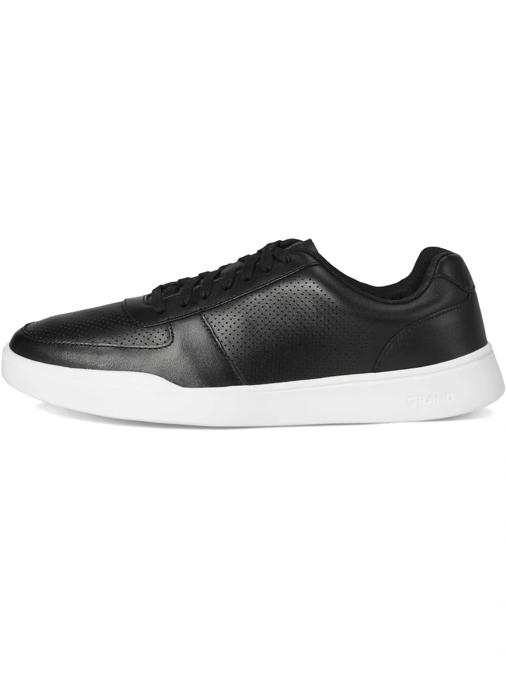 Cole Haan Men's Black Leather Low-Top Sneakers with White Sole